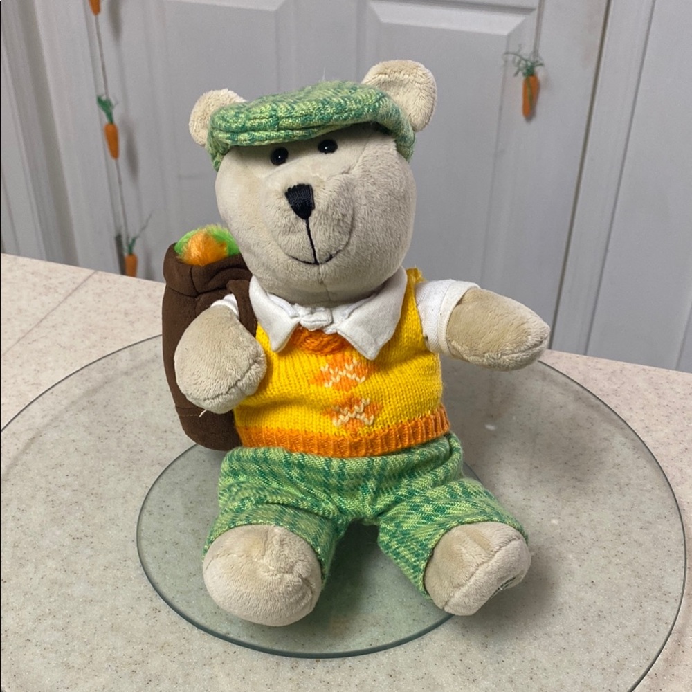 Golf plush Starbucks teddy Green and Yellow Plaid Teddy Bear